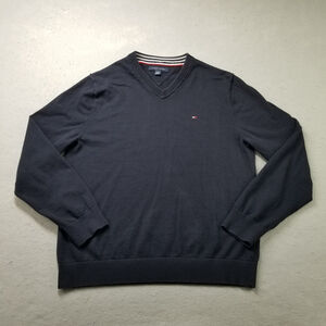 Tommy Hilfiger Sweater Womens Size XL Blue V-Neck Y2K Preppy